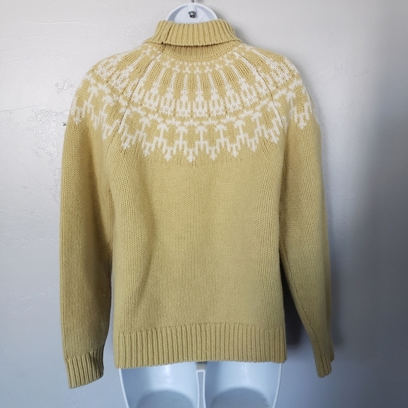 Tory Burch Sport NWT Women's XS 100% Merino Wool Fair Isle Sweater Jojoba Yellow - Picture 3 of 8